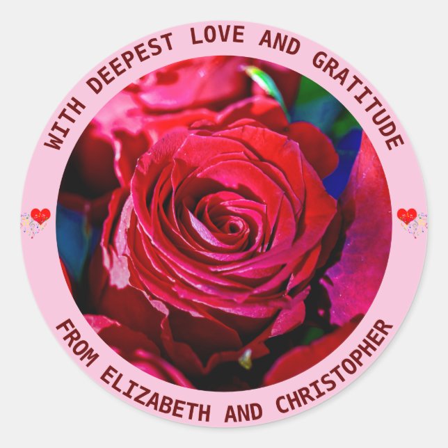 Élégant Ensemble De Roses Rouges Classic Sticker R (Devant)