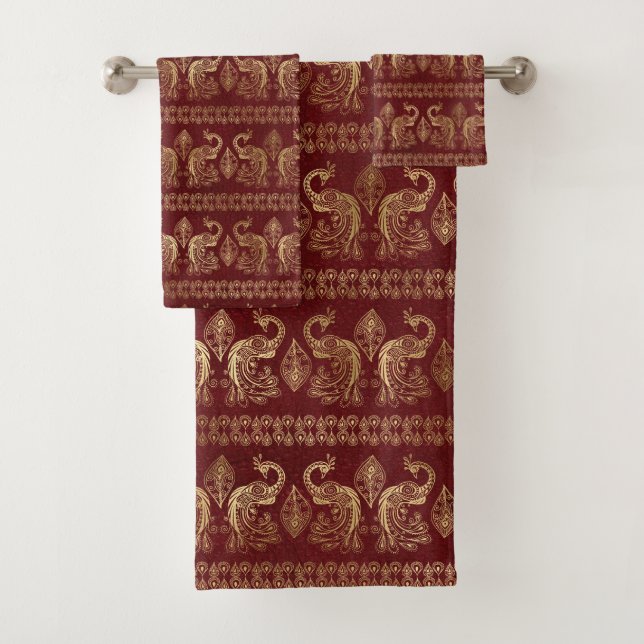 élégant ensemble de serviettes de bain bohème (En situation)