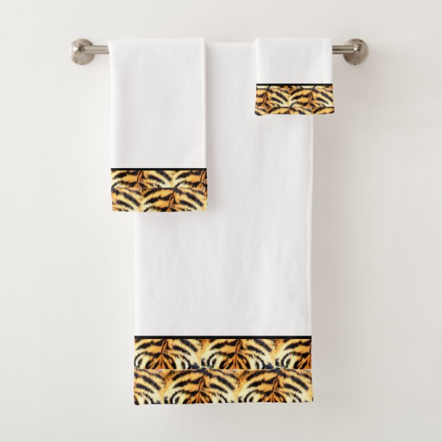 Élégant ensemble de serviettes de bain motif tigre (En situation)