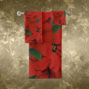 Élégant ensemble de serviettes de bain Poinsettia