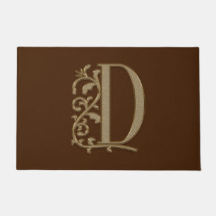 Elegant Entry Monogram D Initial on Brown Doormat