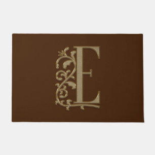 Elegant Entry Monogram E Initial on Brown Doormat
