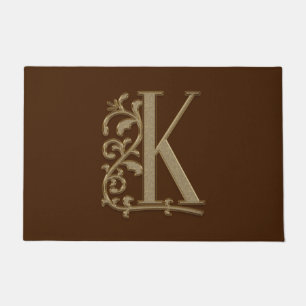 Elegant Entry Monogram K Initial on Brown Doormat