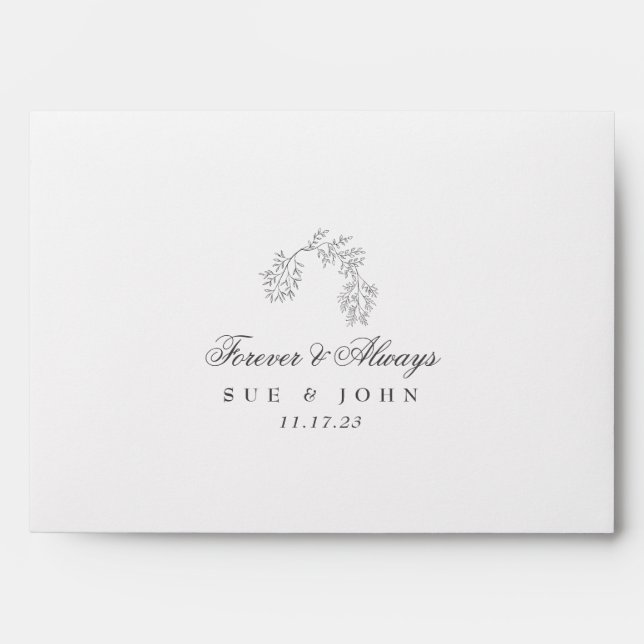 Elegant Envelope Floral Monogram Sketched Address  (Front)
