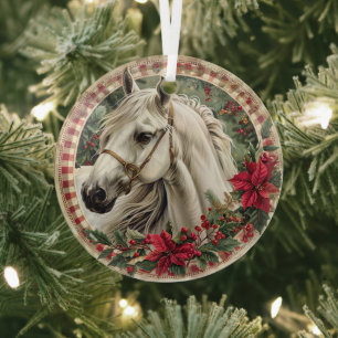 Elegant Equestrian Christmas  Glass Ornament