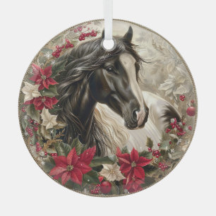 Elegant Equestrian Christmas  Glass Ornament
