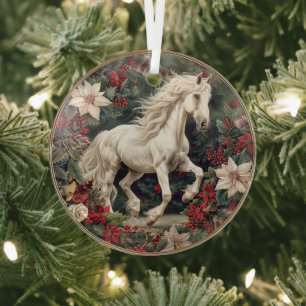 Elegant Equestrian Christmas  Glass Ornament