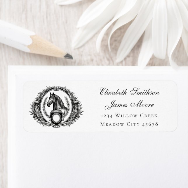 Elegant Equestrian Crest Horse Return Address (Insitu)
