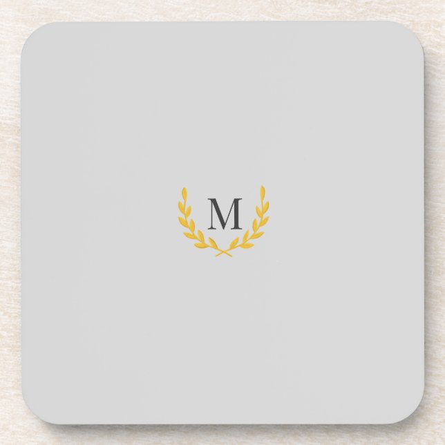 Elegant Equestrian Gold Wreath Monogram Wedding Coaster (Front)