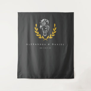Elegant Equestrian Wedding Backdrop Tapestry