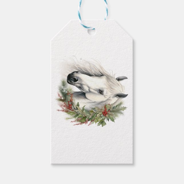 Elegant Equine Christmas Gift Tags (Front)