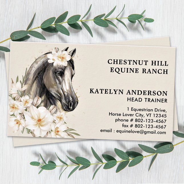 Elegant Equine Floral Personalize Equestrian Horse Business Card (Creator Uploaded)