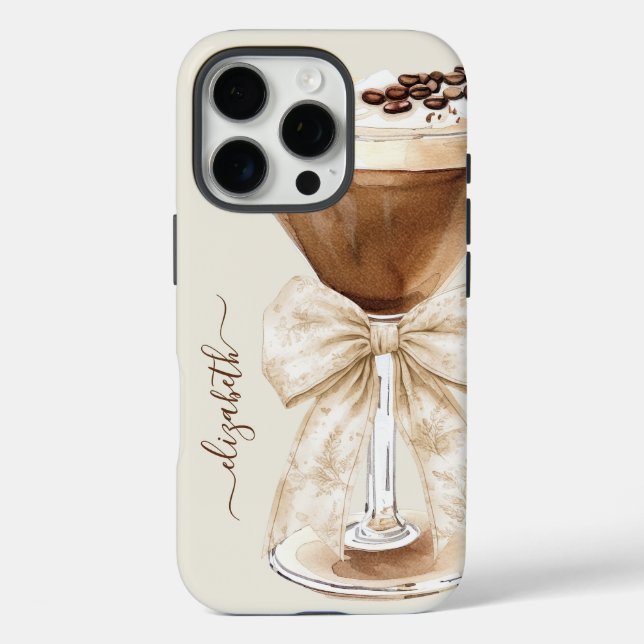 Elegant Espresso Martini Monogrammed Case-Mate iPhone Case (Back)
