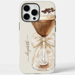 Elegant Espresso Martini Monogrammed iPhone 16 Pro Max Case