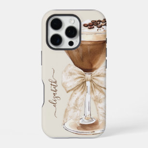 Elegant Espresso Martini Monogrammed iPhone 16 Pro Case