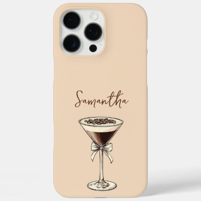 Elegant Espresso Martini Script Personalized Name Case-Mate iPhone Case (Back)