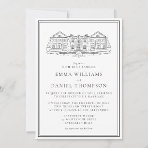 Elegant Estate Illustration Wedding Invitation