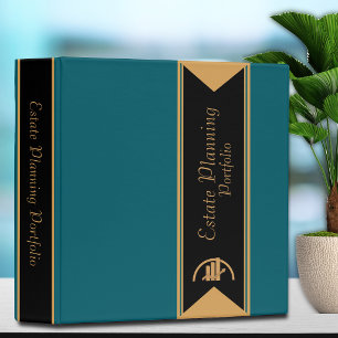 Elegant Estate Planning Portfolio - Blue   Gold  Binder
