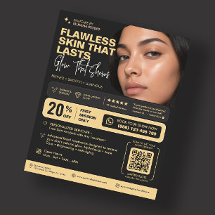 Elegant Esthetician Black Aesthetic Skincare Flyer