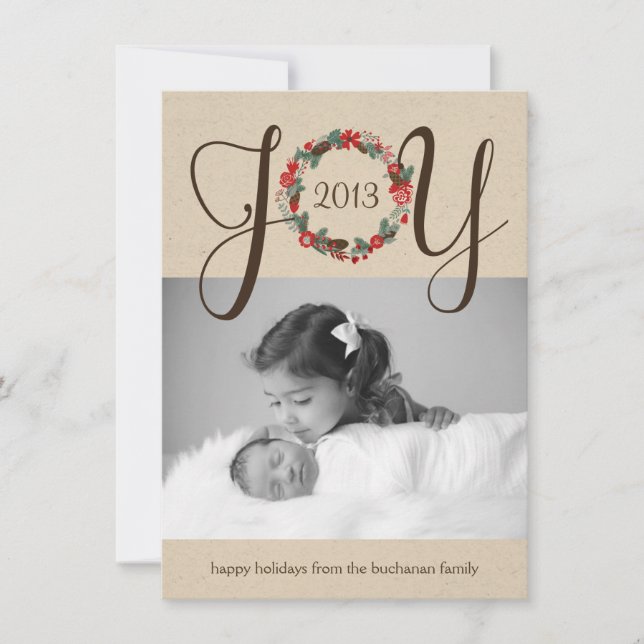 Elégant et élégant Joy Wreath Design Carte photo (Devant)