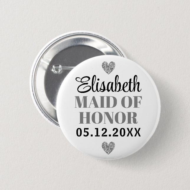 Élégant et Simple Pour Demoiselle D'Honneur 2 Inch Round Button (Front & Back)