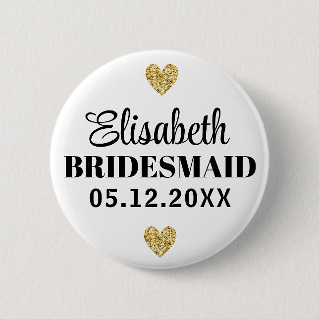 Élégant et Simple Pour Demoiselle D'Honneur 2 Inch Round Button (Front)