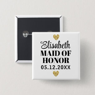 Élégant et Simple Pour Demoiselle D'Honneur 2 Inch Square Button