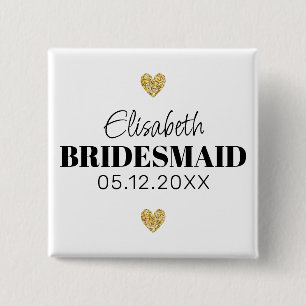 Élégant et Simple Pour Demoiselle D'Honneur 2 Inch Square Button