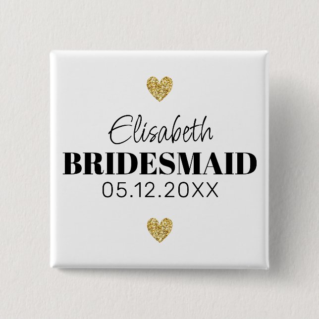 Élégant et Simple Pour Demoiselle D'Honneur 2 Inch Square Button (Front)