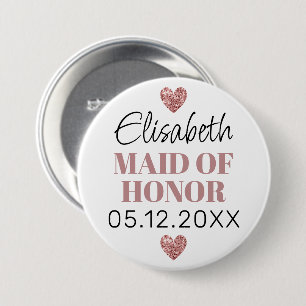 Élégant et Simple Pour Demoiselle D'Honneur 3 Inch Round Button