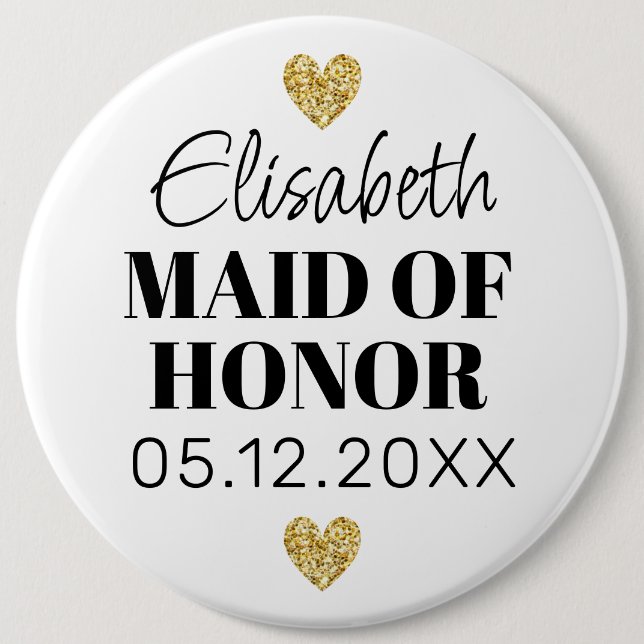 Élégant et Simple Pour Demoiselle D'Honneur 6 Inch Round Button (Front)
