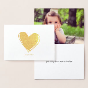 Elegant Etched Gold Foil Heart Photo Card