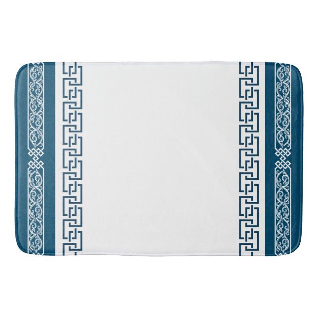Elegant Eternal Life Cycle Mongolian Pattern Bath Mat (Front)