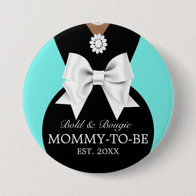 Elegant Ethnic Aqua Baby & Co Tiffany Baby Shower 3 Inch Round Button (Front)