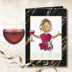Elegant Ethnic Fine Wine Birthday Card for Her