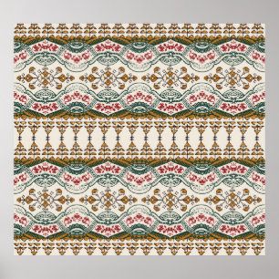 Elegant Ethnic Floral Boho Border Poster
