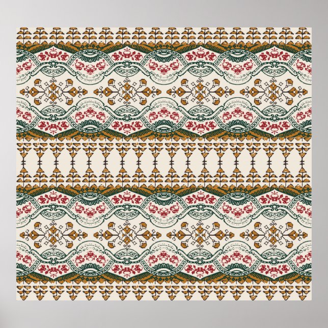 Elegant Ethnic Floral Boho Border Poster (Front)
