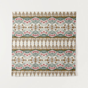 Elegant Ethnic Floral Boho Border Tapestry