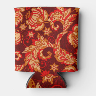 Elegant Ethnic Flowers Seamless Pattern Can Cooler