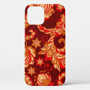 Elegant Ethnic Flowers Seamless Pattern iPhone 12 Case