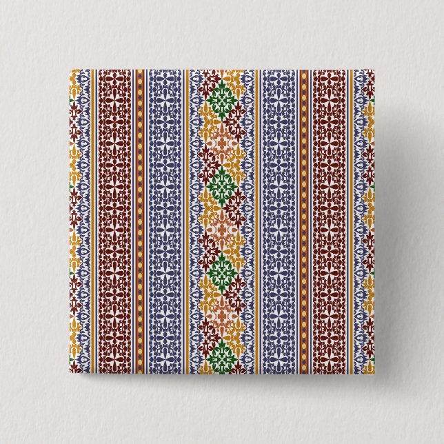 elegant ethnic pattern   2 inch square button (Front)