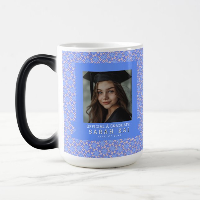 Elegant Ethnic Print College Grad Magic Mug (Left)