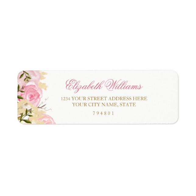 Élégant Étiquette d'adresse de retour rose (Devant)
