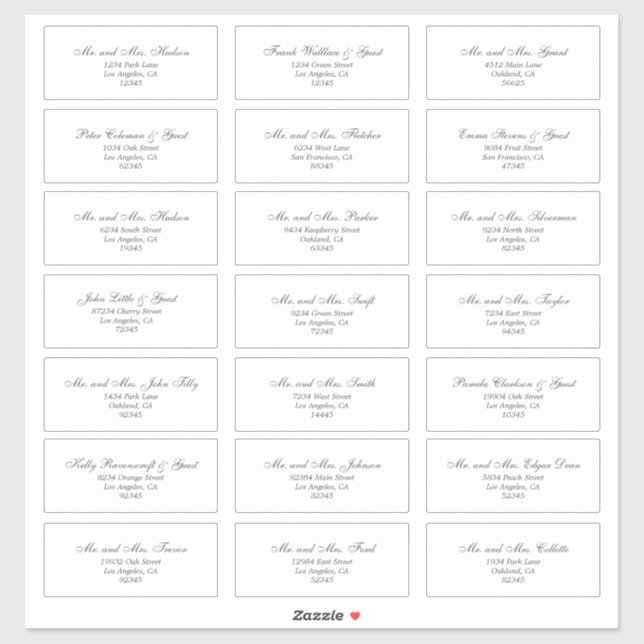 Élégant Étiquette de adresse blanc invité (Feuille)