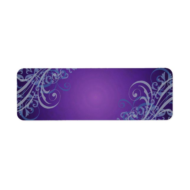 Élégant Étiquette de adresse blanc violet bleu dér (Devant)