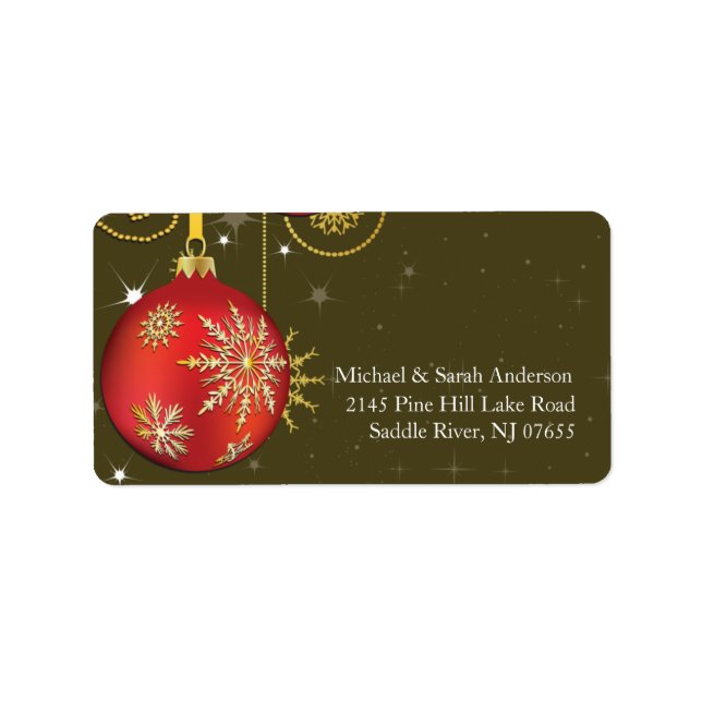 Élégant Étiquette de adresse de la balle de Noël R (Devant)