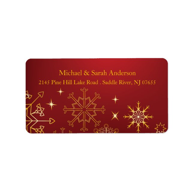 Élégant Étiquette de adresse de Snowflakes Gold Ch (Devant)
