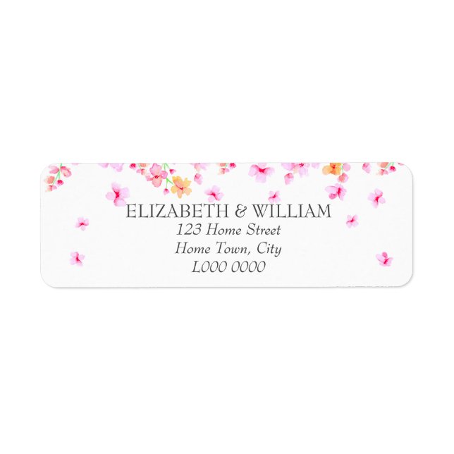Élégant Étiquette de adresse en fleurs (Devant)
