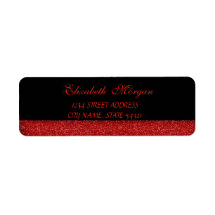 Élégant Étiquette de adresse Glamour Rouge Glitter