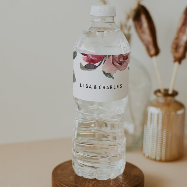 Élégant Étiquette de bouteille d'eau florale d'été (Créateur téléchargé)